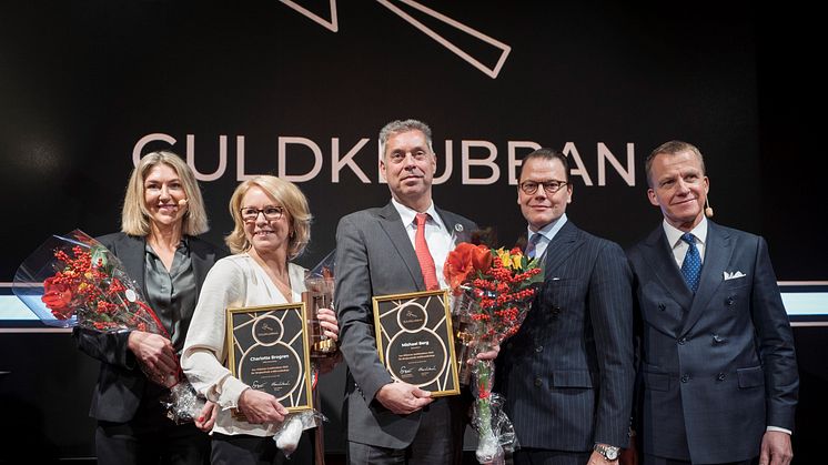 Från vänster: Maria Källsson (styrelseledamot, Styrelseakademien), Cecilia Wachtmeister (styrelseledamot, HMS Networks), Michael Berg (styrelseordförande, BabyBjörn), H.K.H. Prins Daniel, Hans Warén (partner, Deloitte)