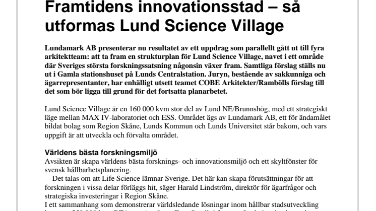 Framtidens innovationsstad – så utformas Lund Science Village