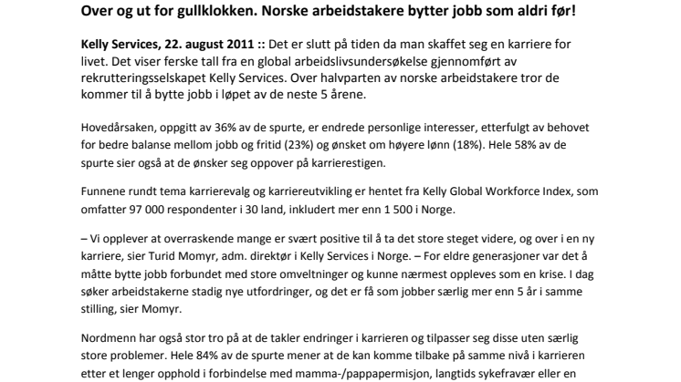 Over og ut for gullklokken. Norske arbeidstakere bytter jobb som aldri før!