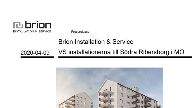 Brion Installation & Service VS Skåne installerar på Södra Ribersbborg
