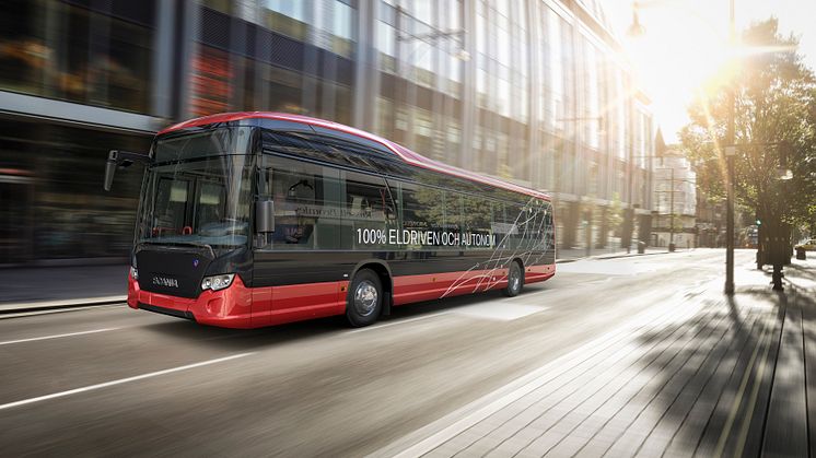 Visionsbild självkärande elektrisk fullängsbuss