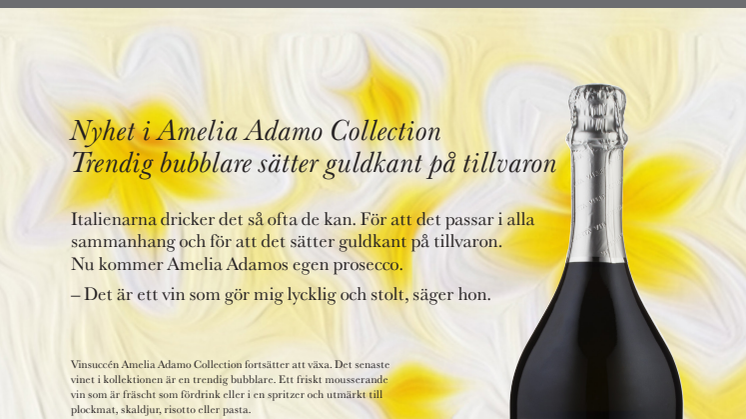 Trendig bubblare sätter guldkant på tillvaron - Amelia Adamo Prosecco