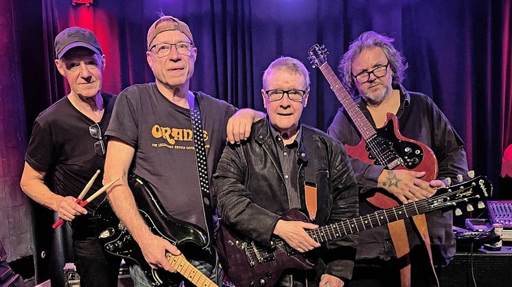 Billy Bremners Rockfiles, fr.v. Peder Sundahl, Ingemar Rogefeldt, Billy Bremner och Micke Finell. ﻿Foto: Joe Formgren.