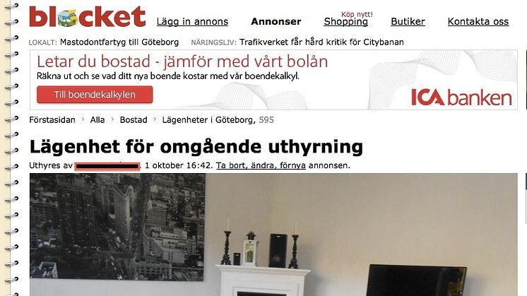 Uthyresmarknaden i Göteborgs Stad: Fler lägenheter och högre snitthyror under kvartal tre