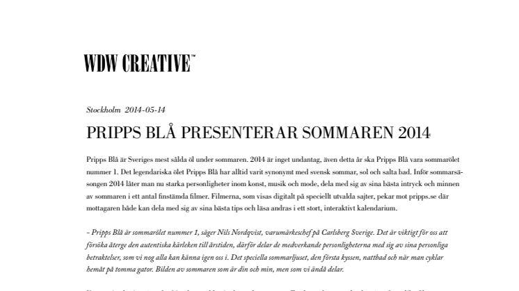 Pripps Blå presenterar sommaren 2014