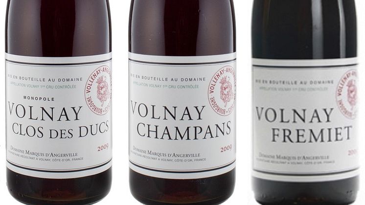 En trio exklusiva viner från Domaine Marquis d´Angerville den 6:e december.