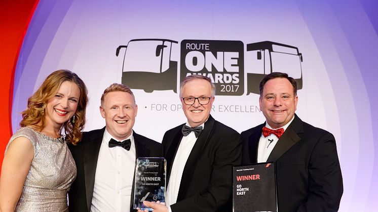 Go North East collecting the Operator Training Award at last year's routeone Awards