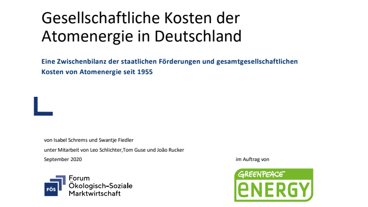 Studie Gesellschaftliche Kosten der Atomenergie in Deutschland  (PDF)