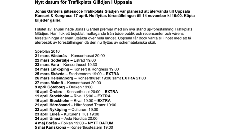 Nytt datum för Trafikplats Glädjen i Uppsala