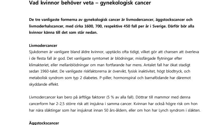 Faktablad gynekologisk cancer