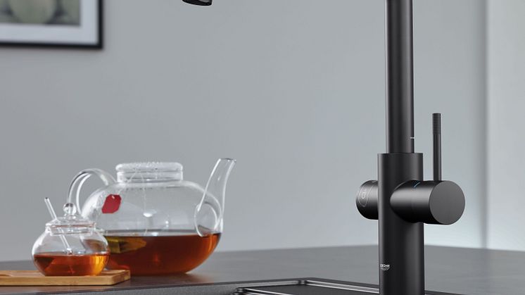 Addera eleganta detaljer i din bad- och köksinredning med nya färgen GROHE Matt Black