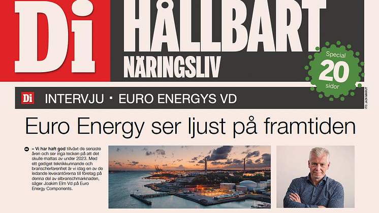 Euro Energy uppmärksammas i Dagens Industri för sitt positiva arbete med hållbarhet
