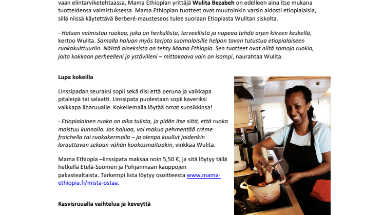 Mama Ethiopian linssipata tuo aidot etiopialaiset maut lautasellesi