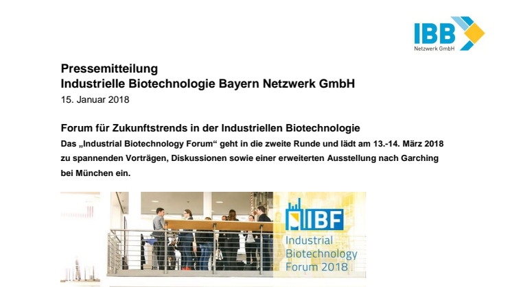 Forum für Zukunftstrends in der Industriellen Biotechnologie