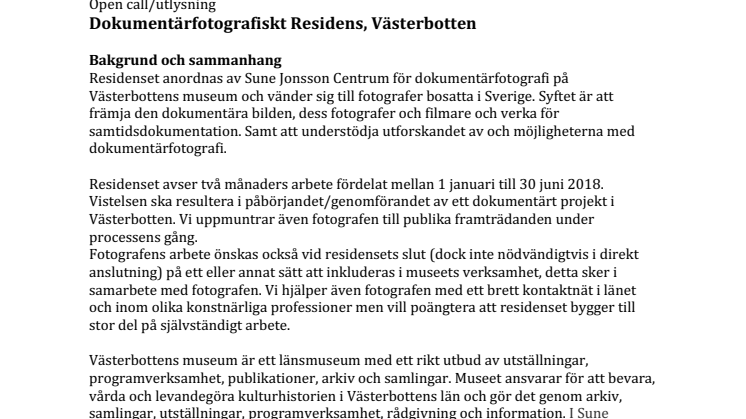 Residens uppmuntrar doktumentärfotografi