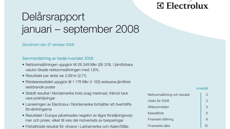 Delårsrapport januari - september 2008