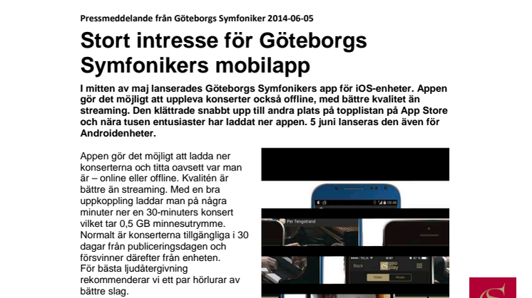 Stort intresse för Göteborgs Symfonikers mobilapp