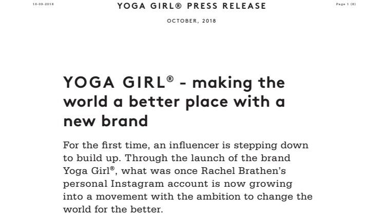 YOGA GIRL® - making the world a better place with a new brand