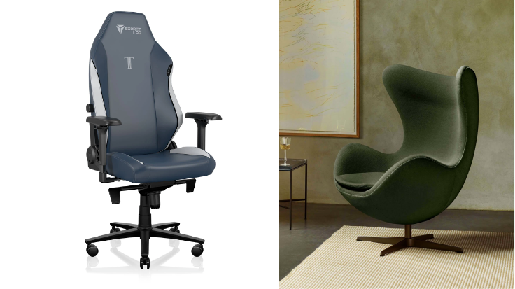 Image of the Titan chair (left) from the Secretlab website,  and image of the Egg chair from the Fritz Hansen website