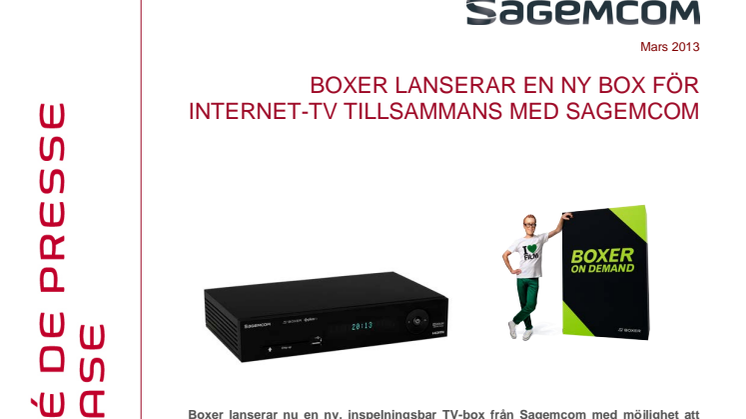 BOXER LANSERAR EN NY BOX FÖR INTERNET-TV TILLSAMMANS MED SAGEMCOM