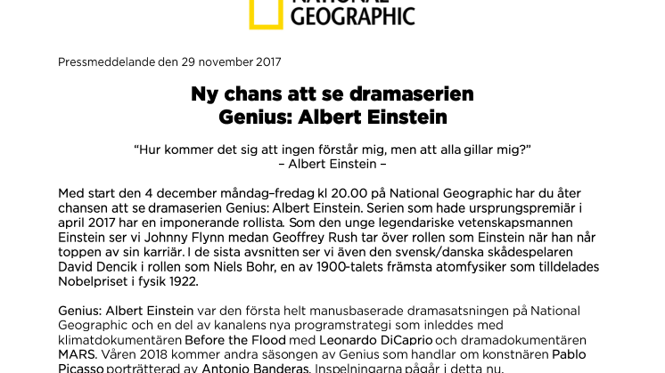 ​Ny chans att se dramaserien Genius: Albert Einstein