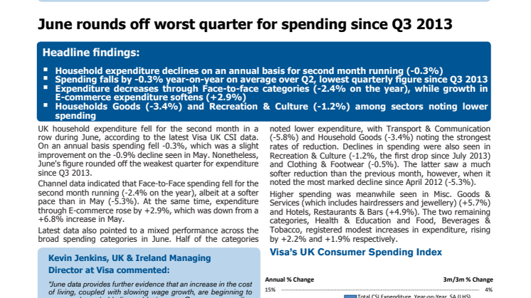 June rounds off worst quarter for spending since Q3 2013