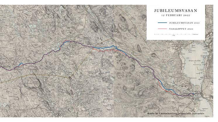 The route of Jubileumsvasan February 12, 2022.