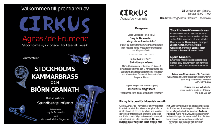 Cirkus Agnas/de Frumerie Infoblad