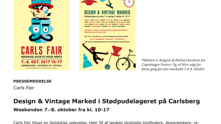 Design & Vintage Marked i Stødpudelageret på Carlsberg - Weekenden 7.-8. oktober fra kl. 10-17