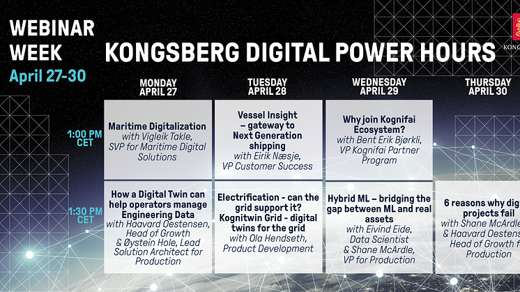 Experts from Kongsberg Digital will host a series of Power Hours for digital maritime technologies