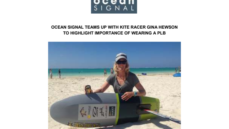 Ocean Signal Teams Up with Kite Racer Gina Hewson to Highlight Importance of Wearing a PLB