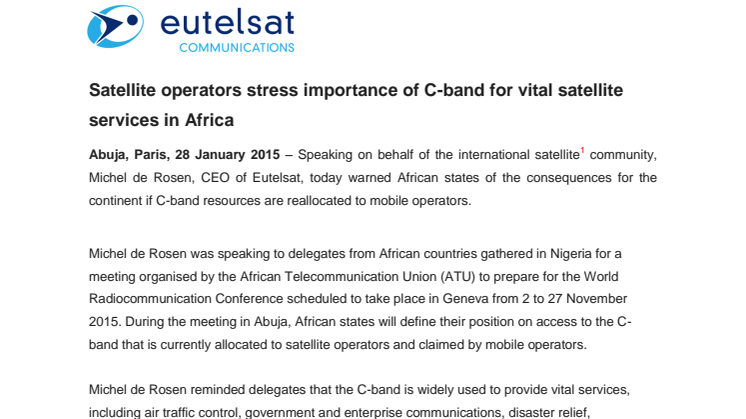 Satellite operators stress importance of C-band for vital satellite services in Africa