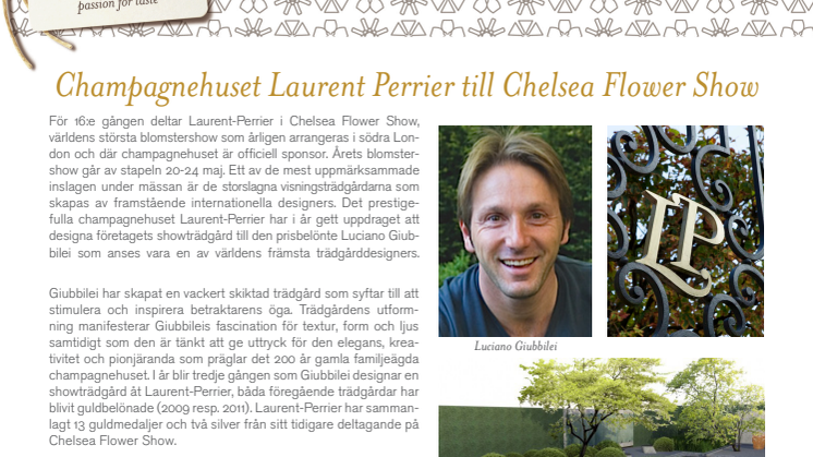 Champagnehuset Laurent Perrier till Chelsea Flower Show