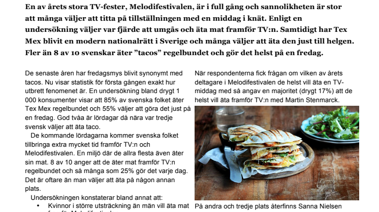 På fredag äter varannan svensk Tex Mex - många drömmer om TV-middag med Martin Stenmarck 