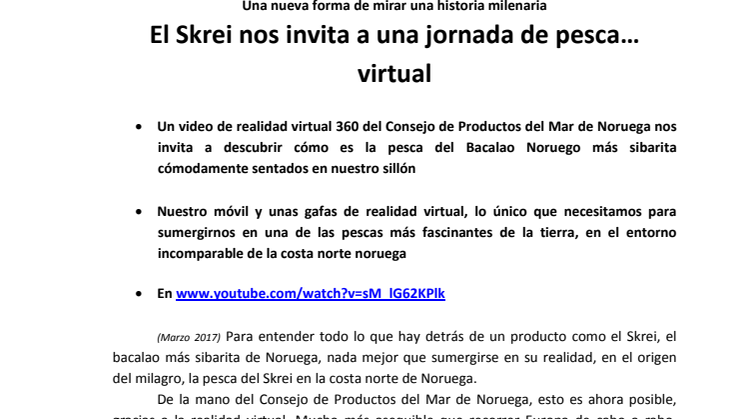 El Skrei nos invita a una jornada de pesca… virtual