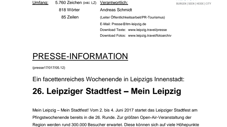 Programm zum 26. Leipziger Stadtfest 