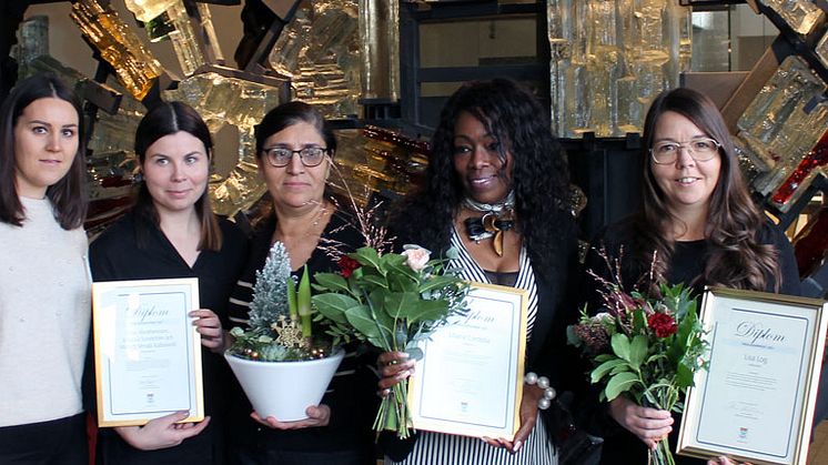 Från vänster: Johanna Sundström, Elinor Abrahamsson, Mahtab Moradi Kalbolandi, Liliana Cordoba och Lisa Log.