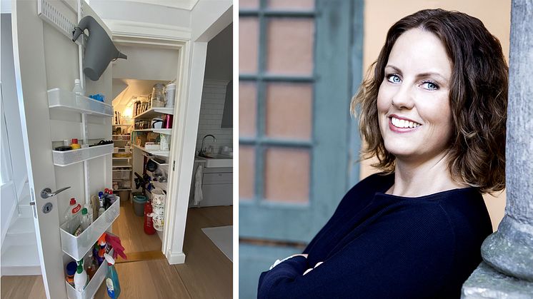 Praktisk spisekammer og opbevaringsplads under trappen