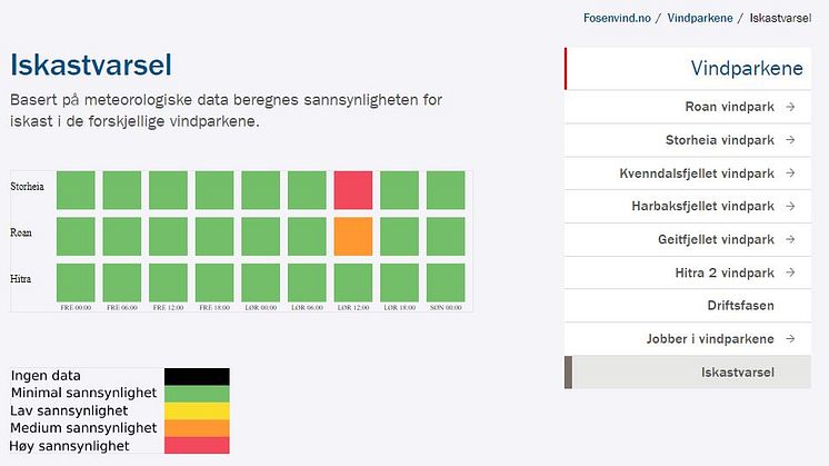 Nettside for iskastvarsel