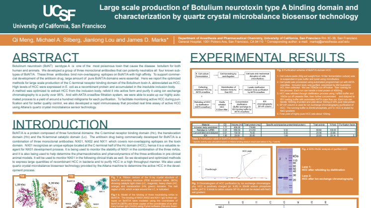 Large Scale Production of Botulium Neurotoxin Type A Binding Domain and Characterization by Quartz Crystal Microbalance Biosensor Technology