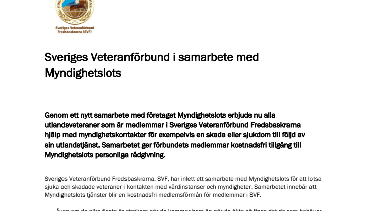 Sveriges Veteranförbund i samarbete med Myndighetslots