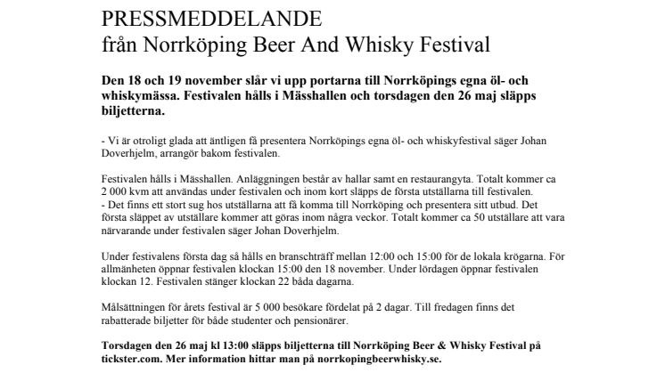 Norrköping får en egen öl- och whiskyfestival