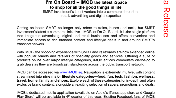 I’m On Board – iMOB the latest iSpace  to shop for all the good things in life