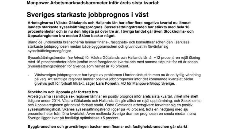 Sveriges starkaste jobbprognos i väst