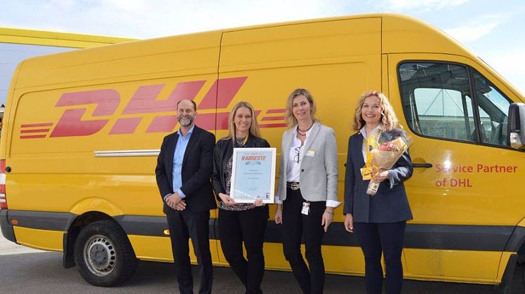 Fr.v. Terje Aarbog, Adm.Dir. DHL Express, Kjersti Laumann, HR Business partner DHL Express, Anne Vibeke Hellandsjø, organisasjons- og personaldirektør i Skedsmo kommune, Liv Marit Stern, Head of HR DHL Express. 