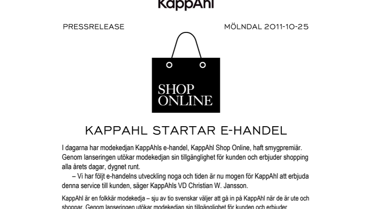 KappAhl startar e-handel