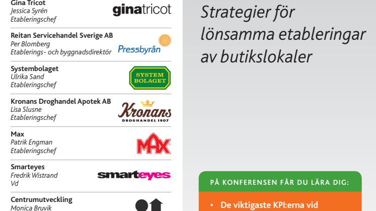Retail: Framgångsrika etableringar, konferens i Stockholm 13-14 juni 2012.