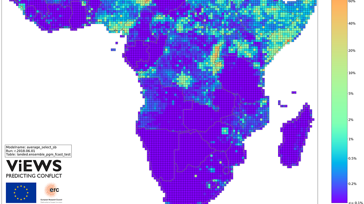 Figur 1: Förväntad risk för statsbaserade väpnade konflikter i Afrika, juni 2018