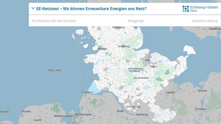 Abb.1: Eingabe der wichtigsten Parameter für das Anschlussgesuch