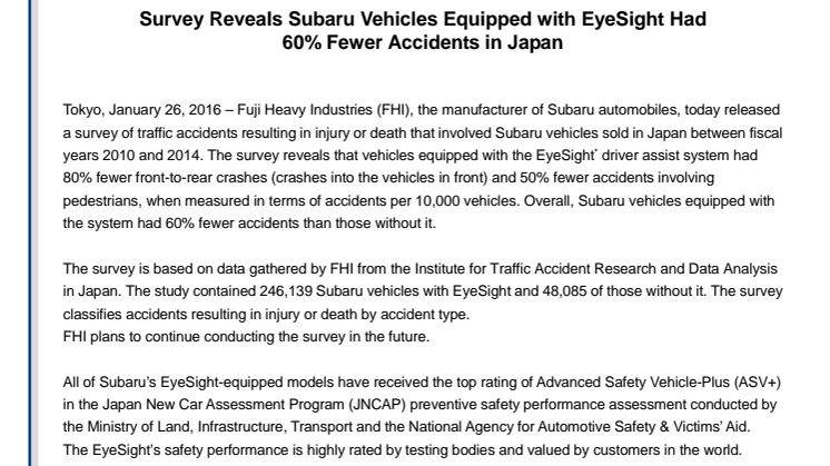 Subaru EyeSight räddar liv